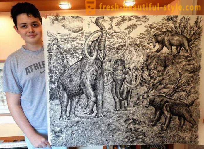 Adolescent serbe dessine des portraits superbes d'animaux au moyen d'un crayon ou un stylo bille