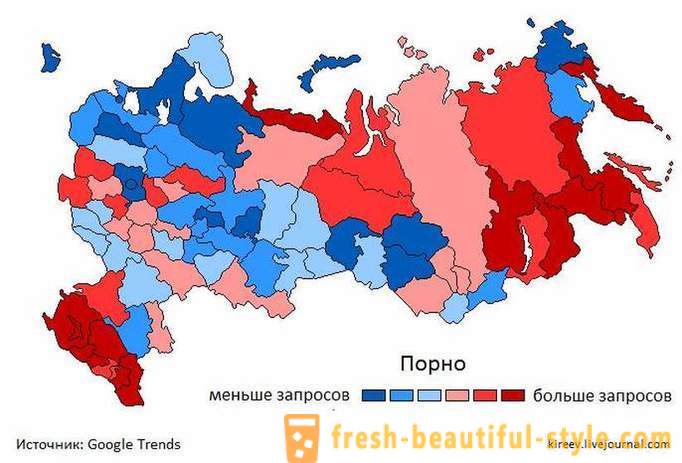 La honte et le déshonneur géographique: où en Russie le plus de Google « sexe », « porno », « prostituées »